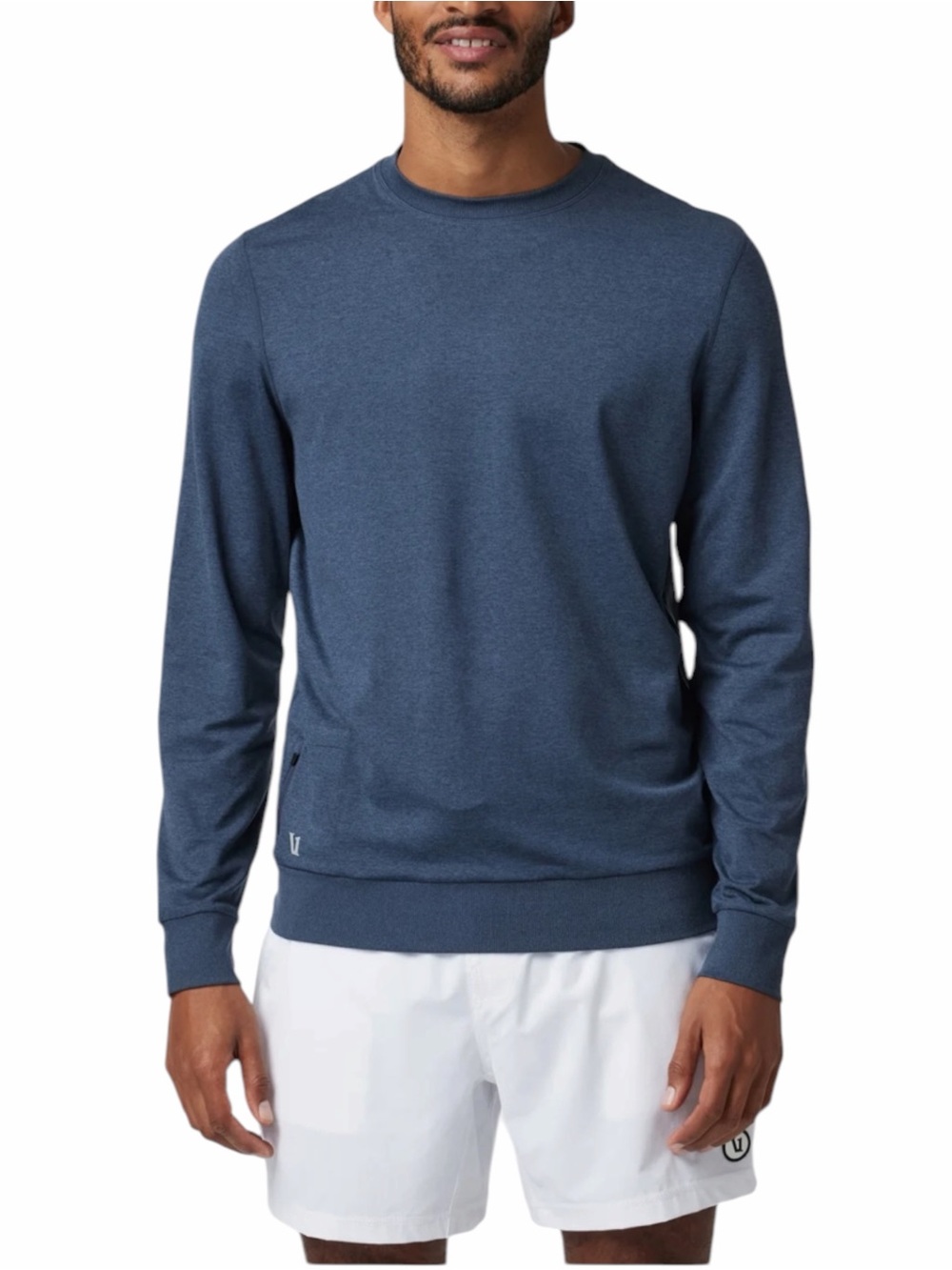 Vuori Ponto Performance Crew Sweatshirt Azure Heather Blue Men's XL